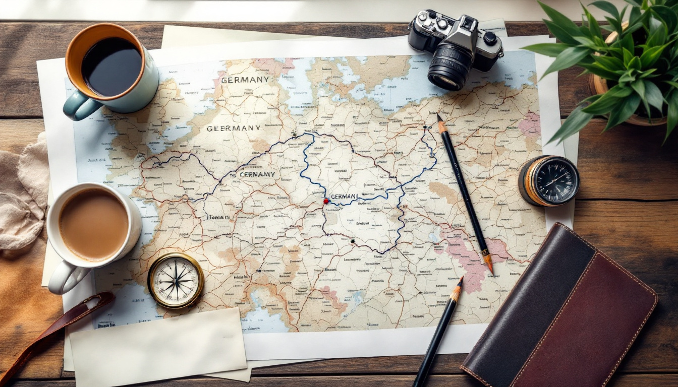 Kartenmaterial und Notizen zum Deutschland Rundreise planen mit Route und Tipps
