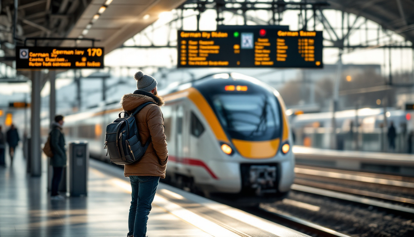 Regionalzug am Bahnsteig als Symbol für günstig durch Deutschland reisen mit dem Zug